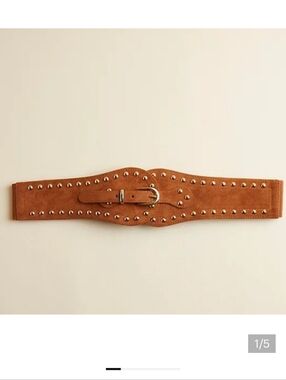🆕️ 3X COGNAC STUDDED WAIST BELT - ELASTIC BACK